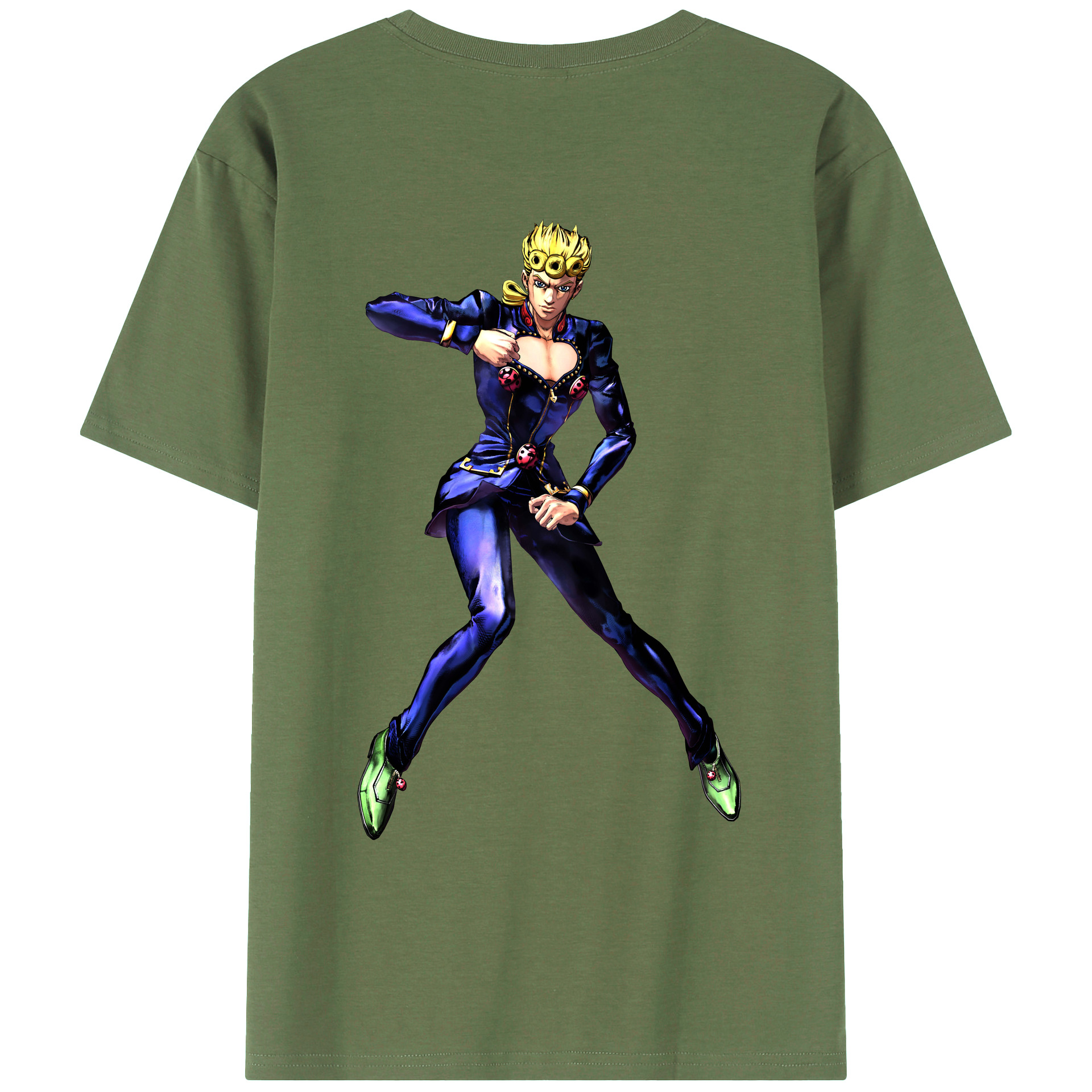 （画像用） ジョジョの奇妙な冒険 ジョルノ?ジョバァーナ JoJo's Bizarre Adventure Giorno Giovanna 綿100％ メンズ半袖Tシャツ（バックプリント） 通気性